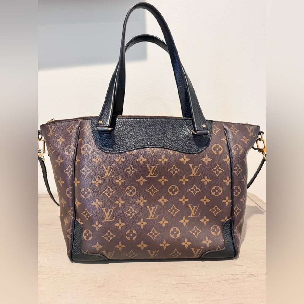 Authentic Louis Vuitton Monogram and Black Leather Bag
